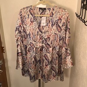 Silky empire button front woman top